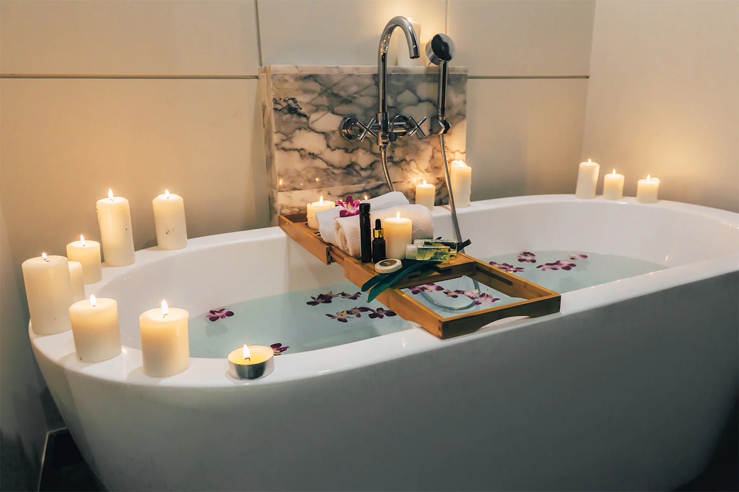A sensory voyage - where scents complement the soak.