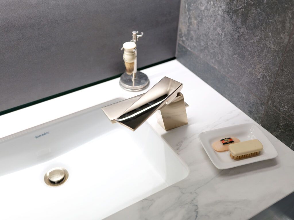An exemplar of how luxury faucets can uplift the aesthetics of a contemporary kitchen.