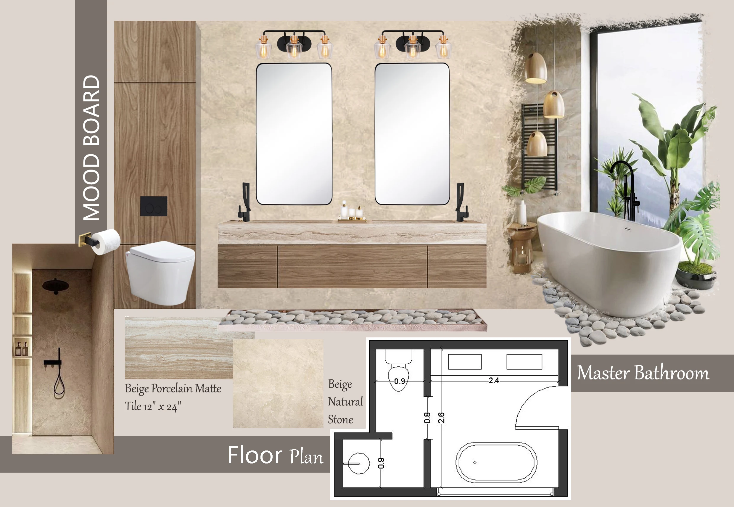 Vision to reality: A designer's plan showcasing upscale bathroom remodeling ideas.