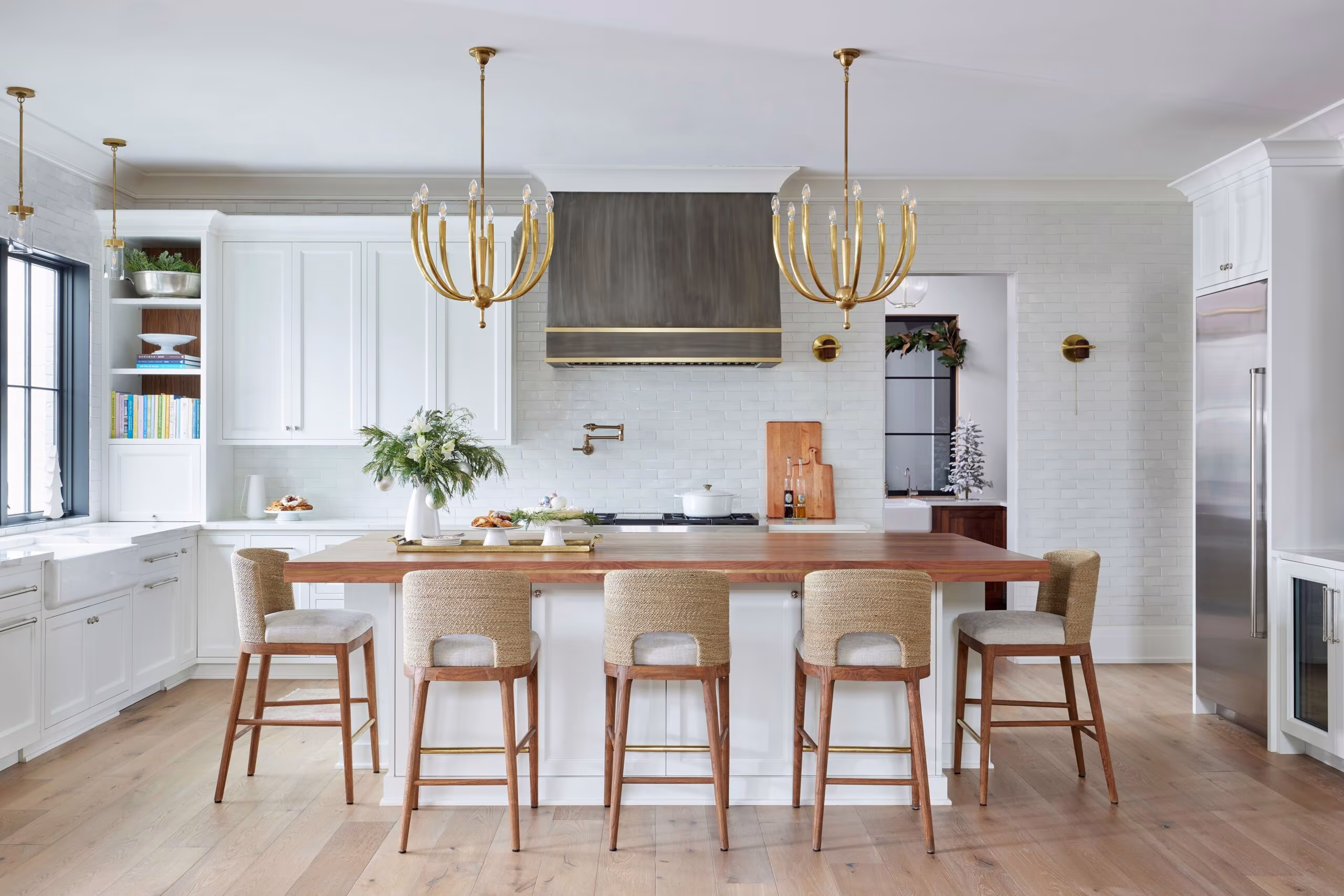 Maximizing natural light to enhance the beauty and functionality of a custom kitchen island.