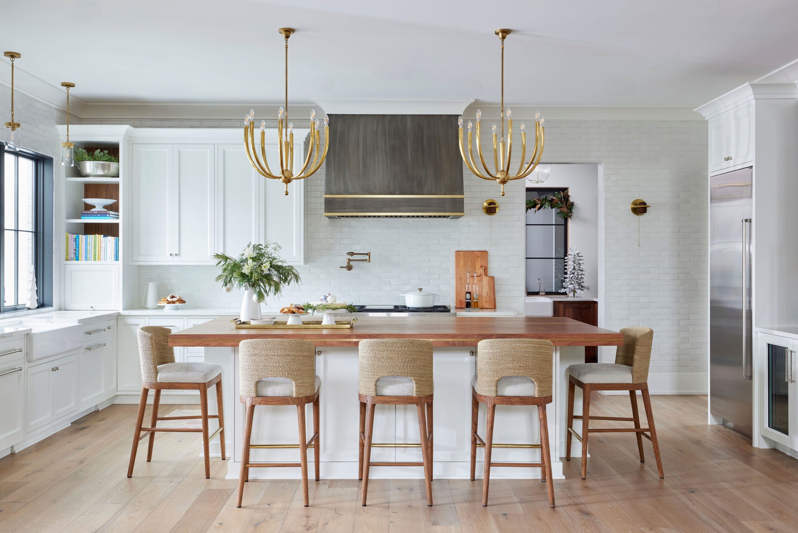 Maximizing natural light to enhance the beauty and functionality of a custom kitchen island.