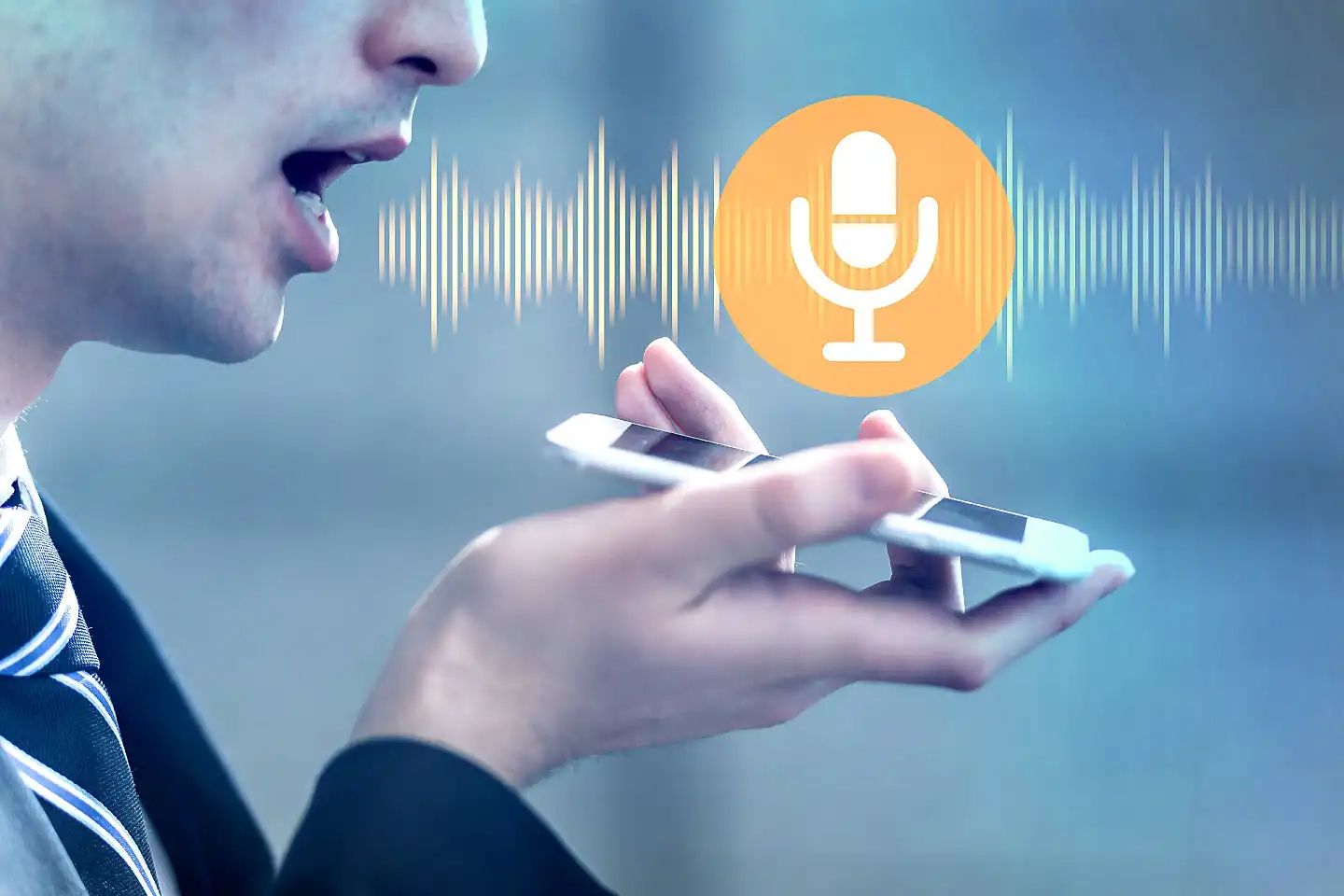 A person using voice commands to control smart home devices, showcasing the ease of voice-controlled home automation.