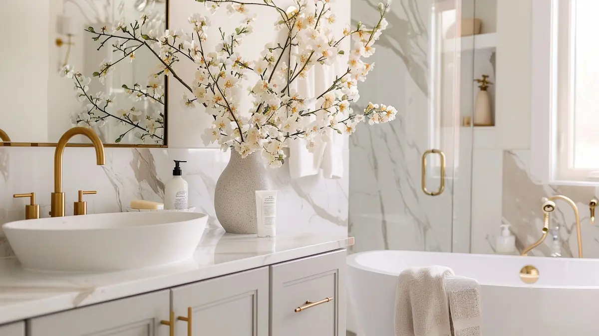 State-of-the-art luxury bath fixtures in a modern setting.