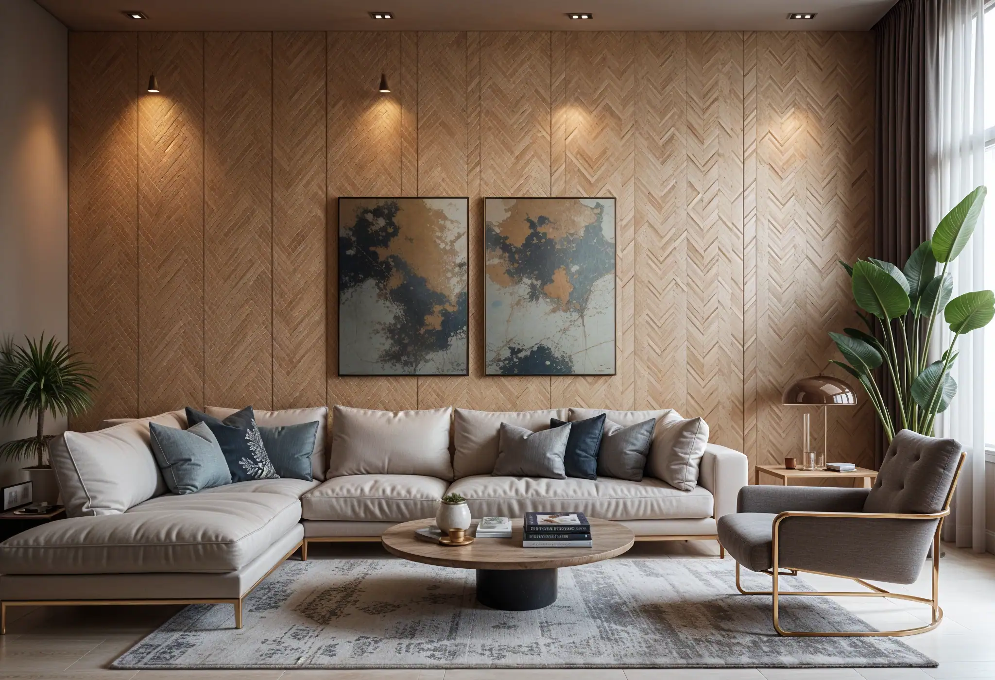 3D textured wall panels in a Manhattan home, featuring deeply embossed patterns for a striking effect.