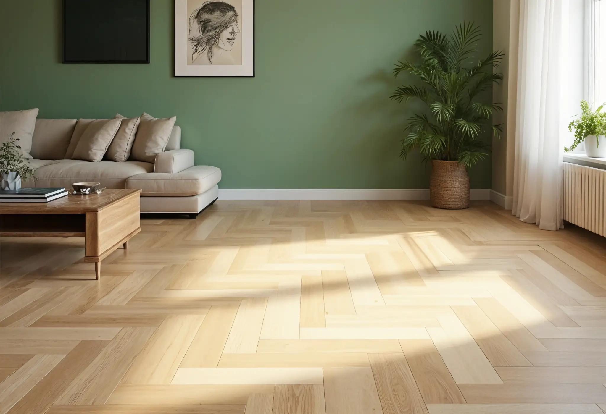 Engineered hardwood floors provide both stability and style, perfect for high-traffic spaces.