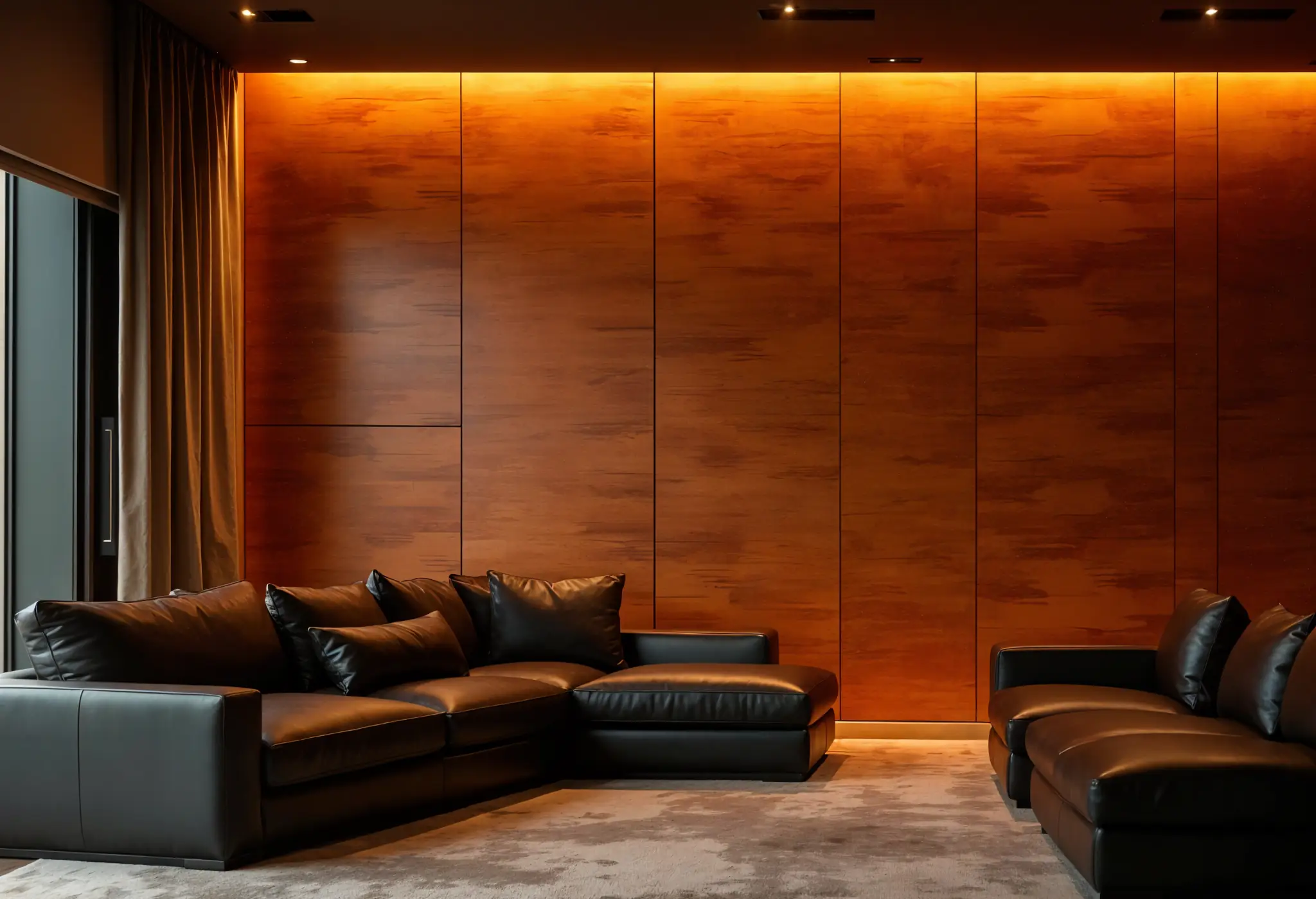 Bubinga veneers bring warmth and richness to interior walls with a touch of African exoticism.