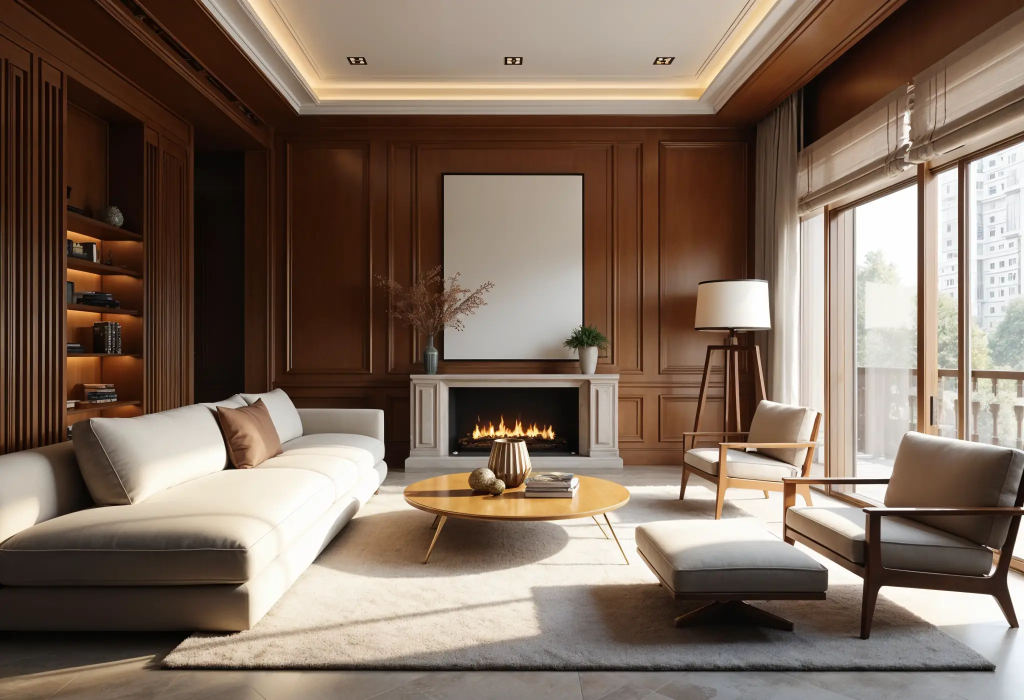 3D model of custom-designed living room in Manhattan.
