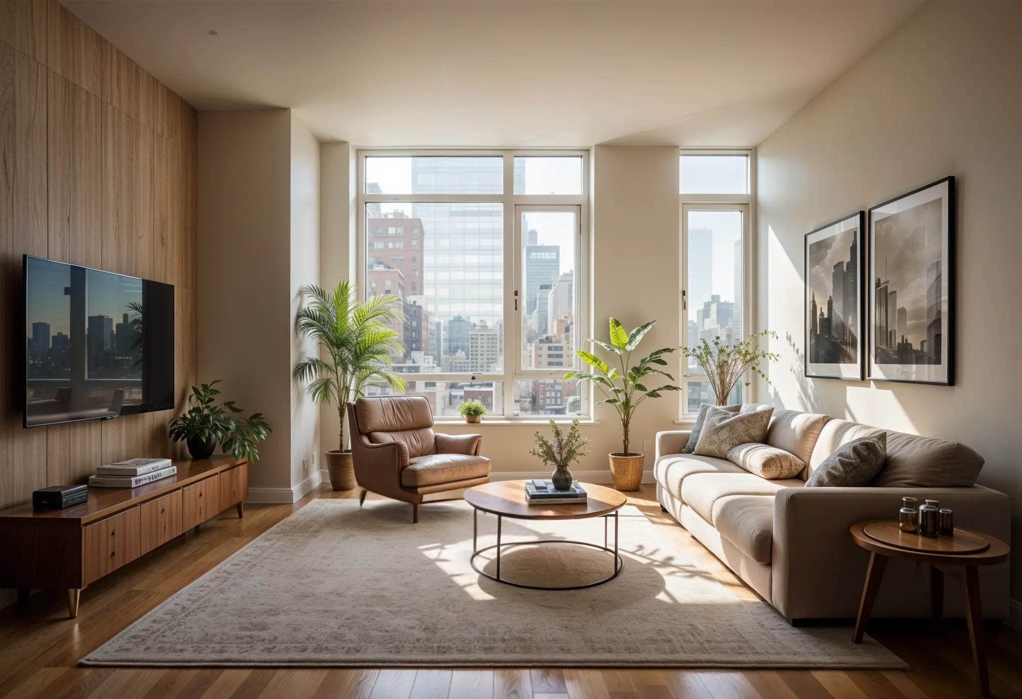 IoT-enabled noise sensors detecting and controlling ambient noise levels in a Manhattan apartment.