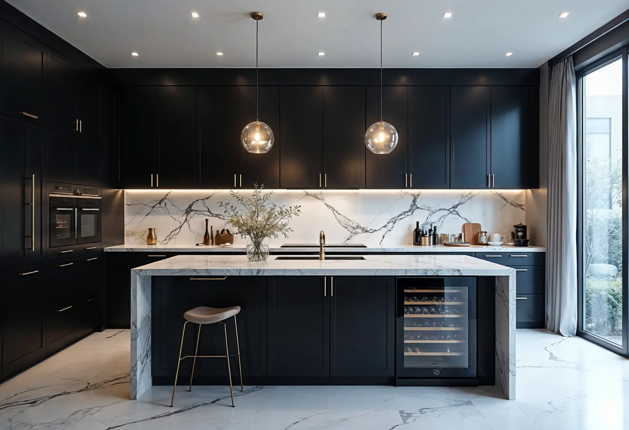 High-end kitchen with premium finishes in a Manhattan renovation project.