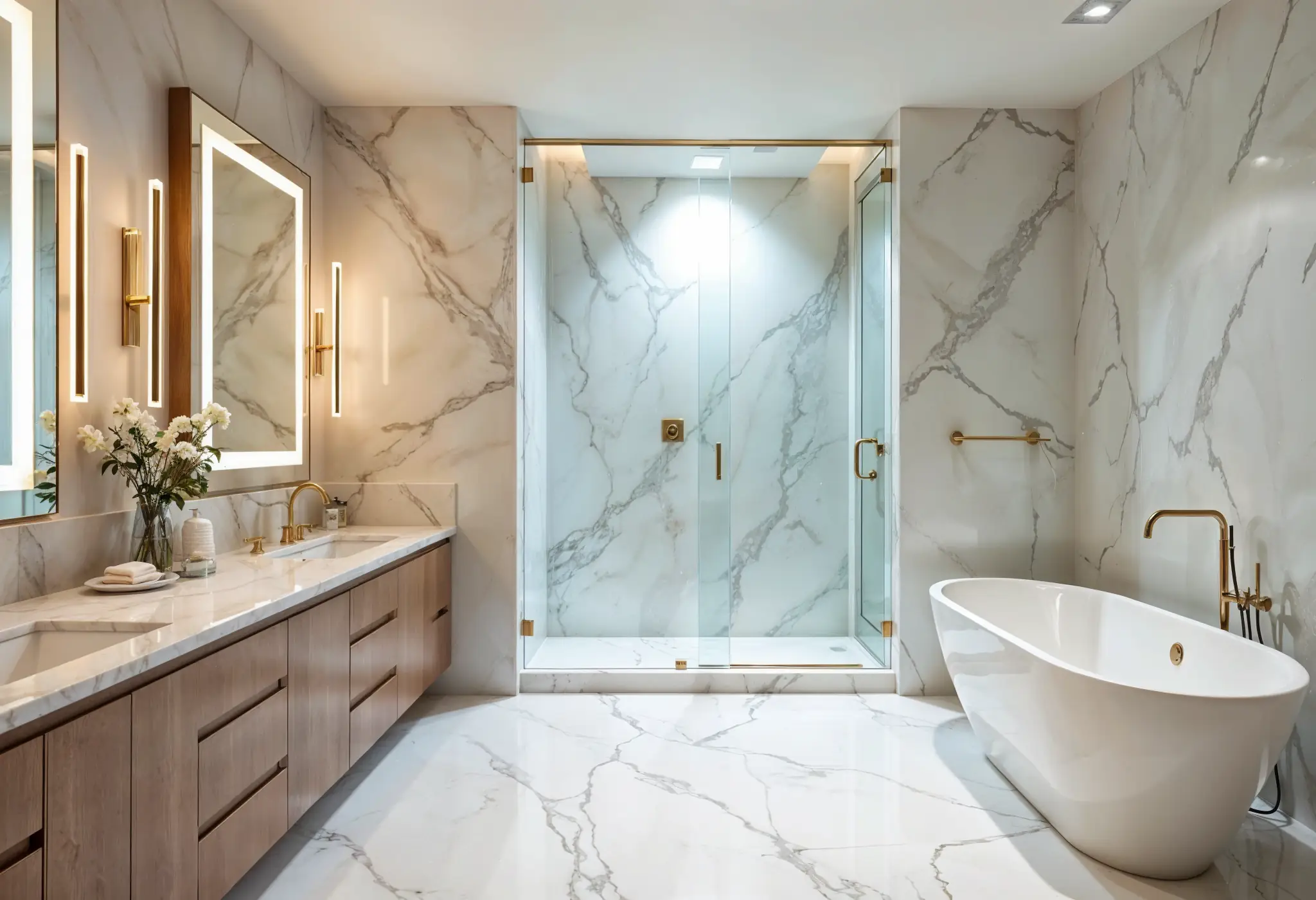 Luxurious bathroom renovation with premium finishes in Manhattan.