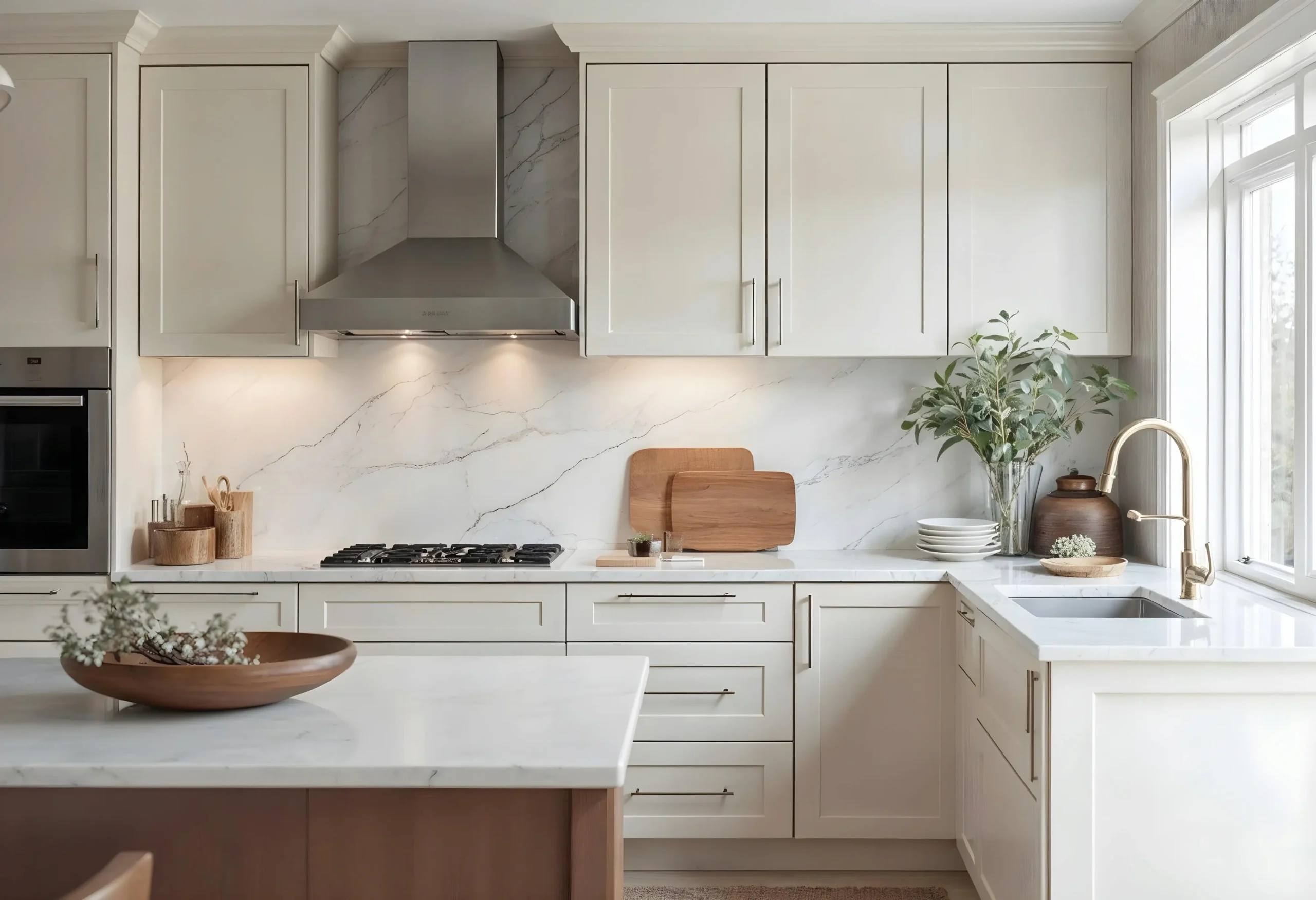 Newly completed modern luxury kitchen with custom millwork.