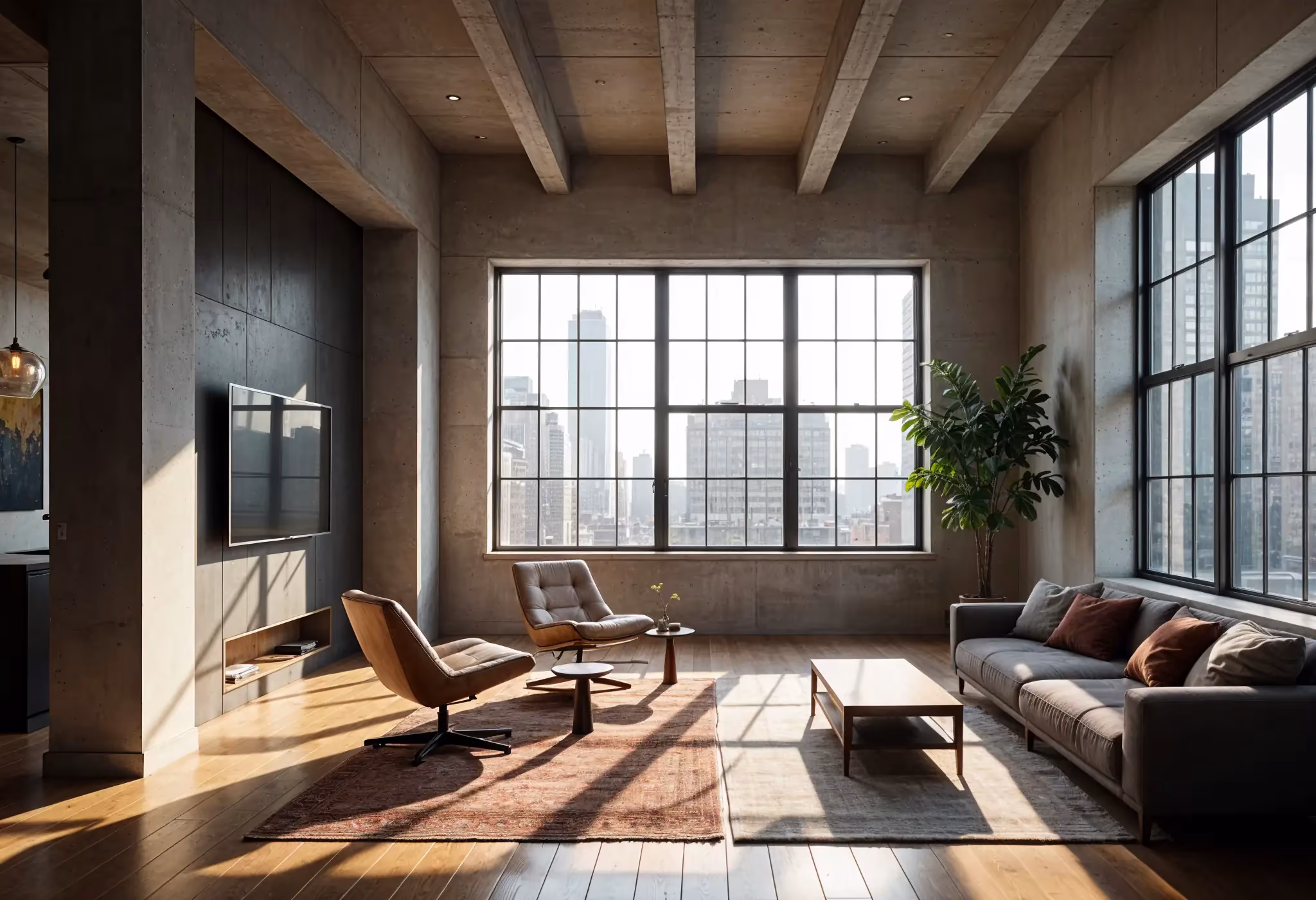 Luxury Manhattan loft with MIRU EVO windows and recessed LED lighting