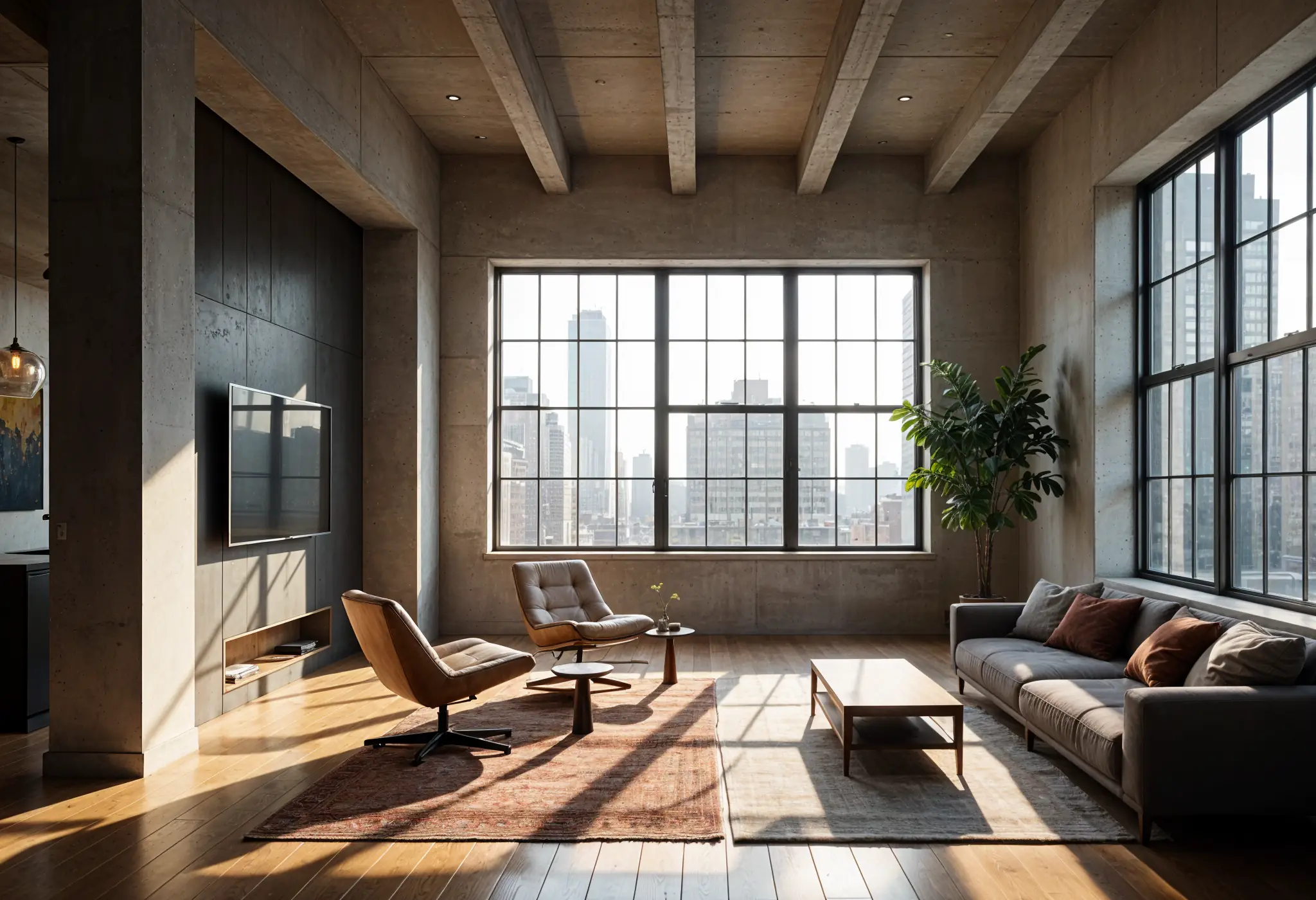 Luxury Manhattan loft with MIRU EVO windows and recessed LED lighting