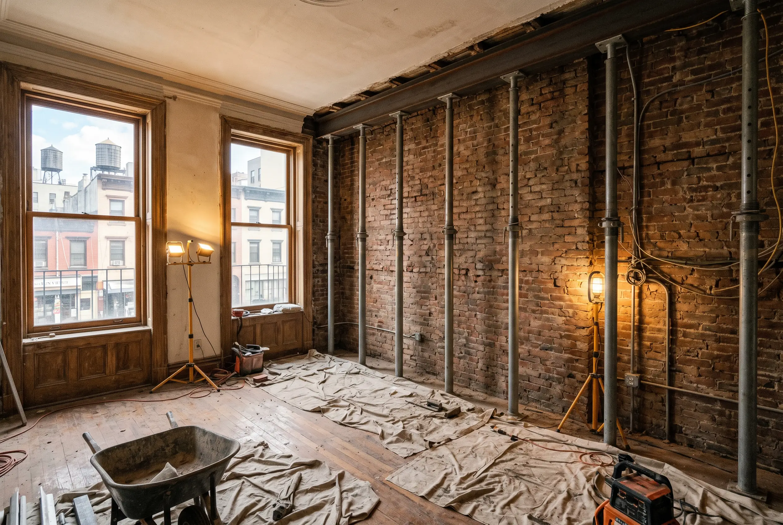 load-bearing wall removal pre-war manhattan apartment structural shoring