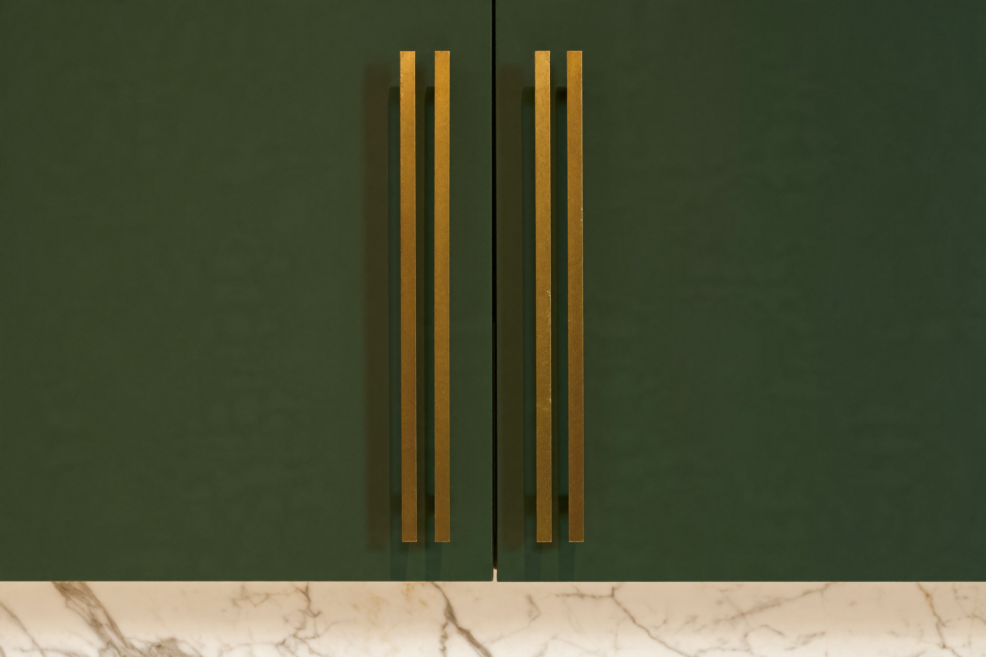 custom green kitchen cabinets matte lacquer brass hardware nyc millwork